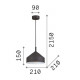 Lampada a sospensione moderna con diffusore in metallo piccolo