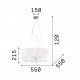 Lampada a sospensione moderna grande con diffusore in lastre di vetro