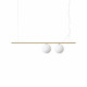 Lampada a sospensione piccola lineare con 2 diffusori in vetro