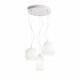 Lampada a sospensione rotonda in metallo con 3 diffusori in vetro di design