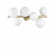 Lampada da soffitto con struttura lineare in metallo con 6 diffusori in vetro
