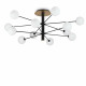 Lampada da soffitto grande in metallo con 12 diffusori in vetro bianco acidato