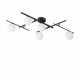 Lampada da soffitto grande in metallo con 5 diffusori in vetro posizionabili