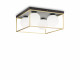 Lampada da soffitto grande in metallo quadrata con 4 diffusori in vetro soffiato