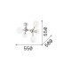 Lampada da soffitto moderna con struttura in metallo e 5 diffusori in vetro