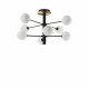 Lampada da soffitto piccola in metallo con 8 diffusori in vetro bianco acidato