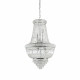 Lampadario classico con struttura in metallo e elementi in cristallo