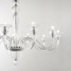 Lampadario classico in metallo con 8 bracci in vetro soffiato