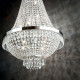 Lampadario classico piccolo con struttura in metallo e elementi in cristallo
