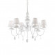Lampadario dal design moderno in metallo con 6 paralumi in tessuto