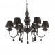 Lampadario dal design moderno in metallo con 6 paralumi in tessuto
