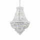 Lampadario grande classico con struttura in metallo e elementi in cristallo