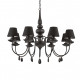 Lampadario grande dal design moderno in metallo con 8 paralumi in tessuto