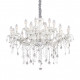 Lampadario grande in metallo con elementi decorativi in vetro e cristallo