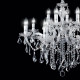 Lampadario grande in metallo con elementi decorativi in vetro e cristallo