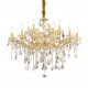 Lampadario grande in metallo con elementi decorativi in vetro e cristallo