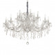 Lampadario grande in metallo elementi decorativi in vetro soffiato e cristallo