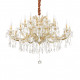 Lampadario grande in metallo elementi decorativi in vetro soffiato e cristallo