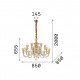 Lampadario grande in metallo finitura oro bracci in vetro soffiato e cristallo