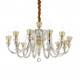 Lampadario medio in metallo finitura oro bracci in vetro soffiato e cristallo