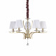 Lampadario medio moderno in metallo e cristallo con paralumi in organza