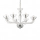 Lampadario montatura e dettagli in metallo cromato decorazioni in vetro
