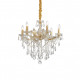 Lampadario piccolo in metallo con elementi decorativi in vetro e cristallo