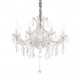 Lampadario piccolo in metallo elementi decorativi in vetro soffiato e cristallo