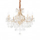 Lampadario piccolo in metallo elementi decorativi in vetro soffiato e cristallo