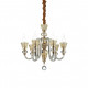 Lampadario piccolo in metallo finitura oro bracci in vetro soffiato e cristallo