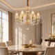 Lampadario piccolo in metallo finitura oro bracci in vetro soffiato e cristallo