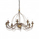 Lampadario rustico medio con struttura in metallo antichizzato e 8 diffusori