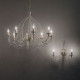 Lampadario rustico medio con struttura in metallo antichizzato e 8 diffusori
