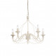 Lampadario rustico piccolo con struttura in metallo antichizzato e 5 diffusori