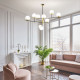 Lampda da soffitto grande in metallo con 9 diffusori in vetro incamiciato
