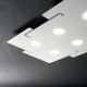 Plafoniera a led rettangolare in metallo con 6 diffusori in plicorbonato