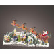 Babbo natale con slitta in plastica su paesaggio con LED