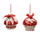 Decorazione albero di natale set 2 pezzi Cupcake in vetro