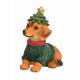 Decorazione natalizia cane con albero in testa