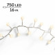 Luci di natale con cavo bianco 750led 16mt