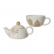 Set da thè con tazza e teiera in dolomite con decori natalizi