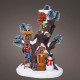 Villaggio di babbo natale con albero in resina con led