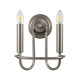 Applique da parete in acciaio in stile moderno con 2 lampadine