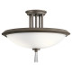 Lampada a soffitto rotonda in acciaio con diffusore in vetro dal design moderno