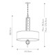 Lampada a sospensione classica 3 diffusori in tessuto inserti in cristallo