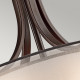 Lampadario grande con diffusore in vetro opalino e maglia di lino