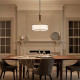 Lampadario grande con diffusore in vetro opalino e maglia di lino