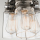 Lampada a sospensione in acciaio con 3 diffusori in vetro dal design industrial