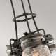 Lampada a sospensione in acciaio con 3 diffusori in vetro dal design industrial