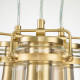 Lampada a sospensione in acciaio con 3 diffusori in vetro dal design industrial